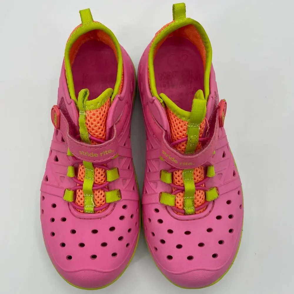 STRIDE RITE Made 2 Play Phibian Girls Water Shoes Pink Elastic Closure M2P
